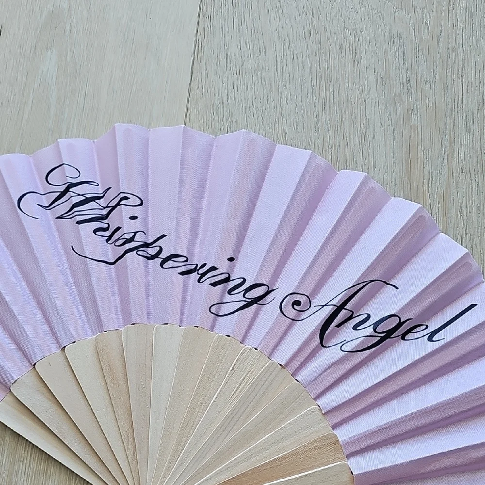 NWOT Whispering Angel Rose Pink and Black Hand Fan Set Of 5